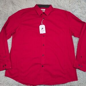 Alex Vando Shirt Mens XXL Red Button Up Preppy Career Casual Comfort Stretch New